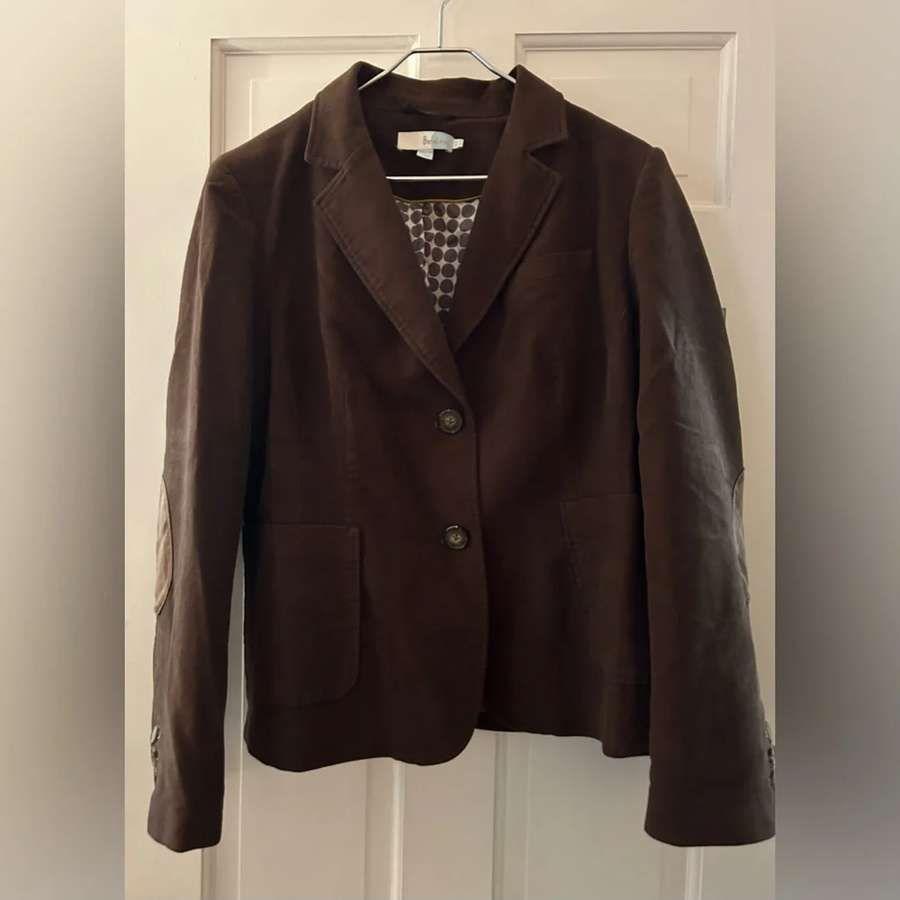 British Boden Faux Suede Rich Brown Blazer Autumn Jacket UK 18 US 14 Excellent - Picture 1 of 7